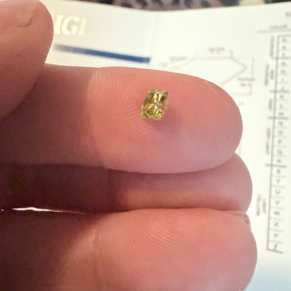 .45 Carat Princess Cut Diamond Yellow/Green - Picture 1 of 7